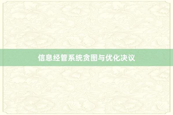 信息经管系统贪图与优化决议