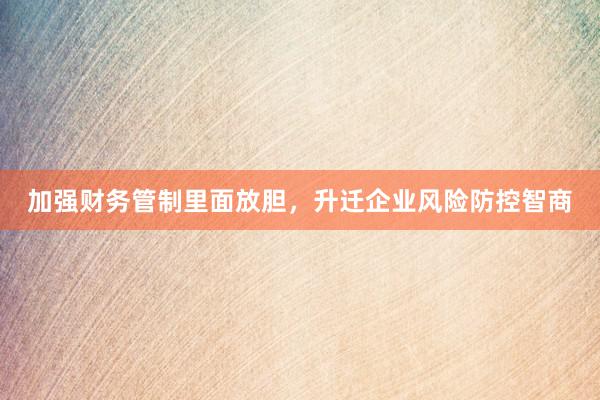 加强财务管制里面放胆，升迁企业风险防控智商